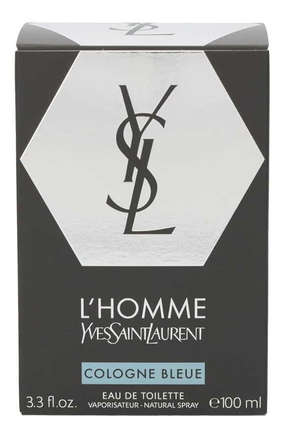 YVES SAINT LAURENT L'homme Cologne Bleue For Men Eau De Toilette Spray, Multicolor, aromatic aquatic, 3.3 Fl Oz