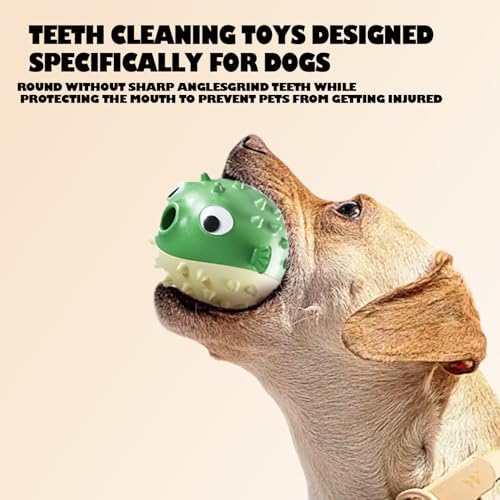 Dog Balls with Bell Sound, Interactive Dog Toys,Treat Dispensing Dog Toys, cat Toys Balls，Rubber Elastic Ball Toys for Small Medium Large Cat and Small Dogs (Green)