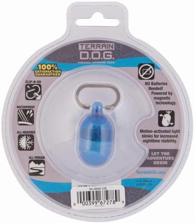 Terrain Dog Light for Dog Collar, Waterproof Light, Motion Activated Light, Blue