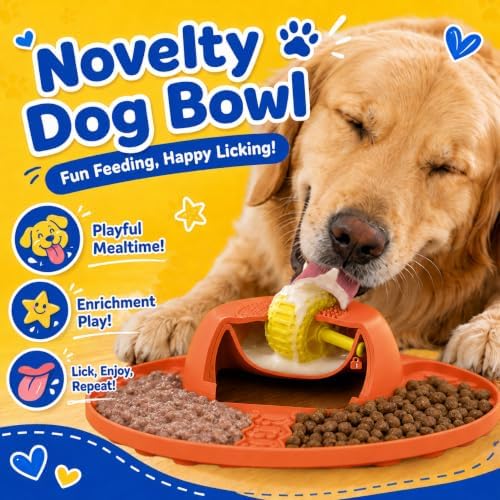 Slow Feeder Dog Bowls, Lick Mat & Interactive Rolling Ball, Dishwasher Safe