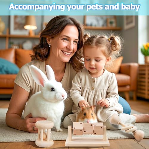AOWPFVV Wooden Hamster Toys,Safe Rabbit Toys for Guinea Pigs