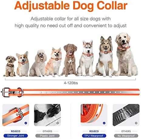 ROJECO Dog Training Collar with 3300FT Remote,IPX7 Waterproof Rechargeable Shock Collar for Large Medium Small Dogs,3 Safe Training Modes with Beep,Vibration and Shock,Adjustable Electronic Dog Collar