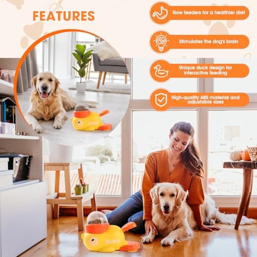 Dog Interactive Treat Dispenser, 2026 New Yellow Duck Cat Treat Dispenser, Interactive Dog Toys Food Puzzle Slow Feeder, Dog Food Slow Treat Feeding Dispenser for Small & Large Cats Dogs