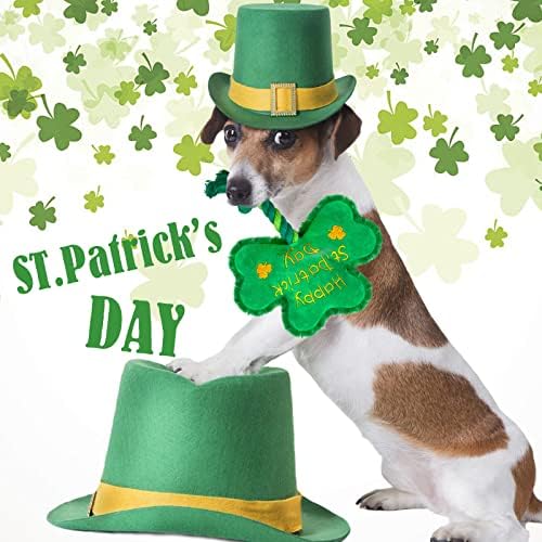 St. Patrick's Day Dog Toy, Squeaky Dog Toys with Rope, Plush Shamrock Clover Stuffed Toys, St. Patrick's Day Gifts for Small and Medium Dogs, Only Suitable for Pet Use