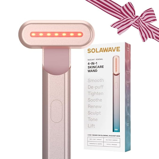 Solawave 4-in-1 Red Light Therapy Wand for Face & Neck | Beauty Device with Galvanic Current, Massager & Warmth | Anti-Aging, Wrinkle Reduction, Skin Tightening, Depuffing & Rejuvenation (Ombre)