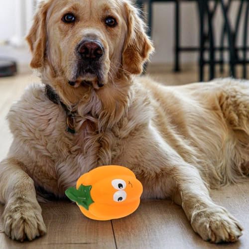 Balacoo 2-Pack Squeaky Pumpkin Dog Toys 4.73In Latex Chew