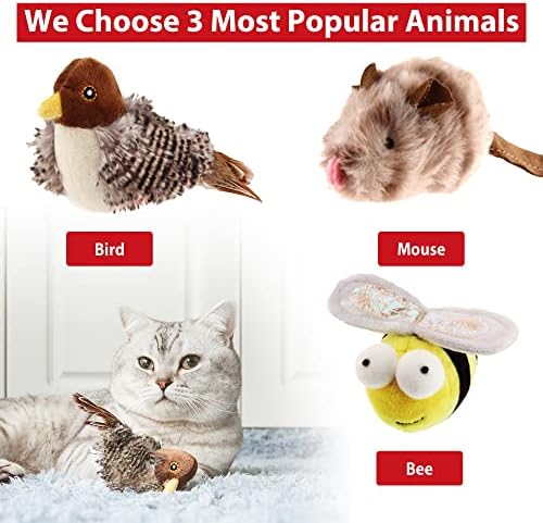 Gigwi 3 Pack Automatic Cat Toys, Interactive Squeaky Toys for Cats Inddoor