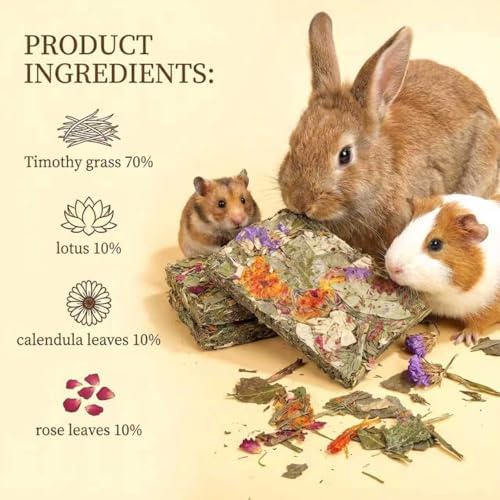 20pcs Rabbit Timothy Hay Chew Toys with Herbal Flowers for Small Pets