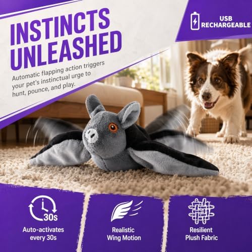 Flying Bat Toy for Dogs & Cats, Flapping Wings Interactive Pet Toy, 2Pcs