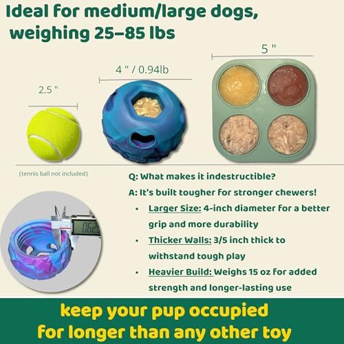 Interactive Dog Chew Toy, Large Enrichment Frozen Treat Chew Ball