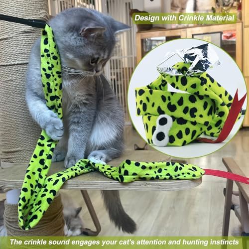 Interactive Cat Toy Wand with Catnip Mouse, Cat Teaser Wand Rainbow String for Bored Indoor Adult Cats and Kittens (5 Pack)