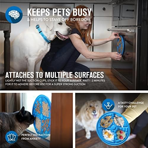 Hyper Pet IQ Treat Mat, Lick Mat for Dogs & Cats, Dental Care, Boredom Buster, Textured Surface, Suction Cups, 7.88x0.25x7.88in, Blue/Purple