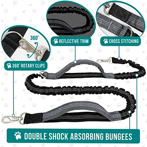 PetAmi Hands Free Dog Leash Waist Belt Bag Fanny Pack, Single, Purple