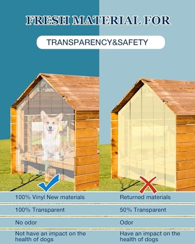 Dog Door Replacement Flap 8'' x 8' Clear PVC Doggie Flaps Customizable Plastic Vinyl Strips Thermal Insulation Thickness 0.08 in with Screws for DIY Doggie or Cat House