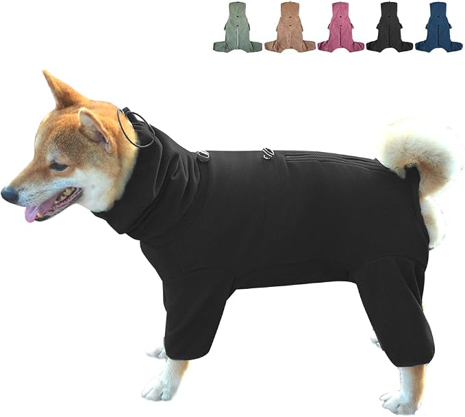 Dog Pajamas for Large Dogs,Extra Large Stretch, Suitable for Adult, Medium-Sized Dogs, Large Pet Jumpsuit Four-Legged Dog Clothes, Pet Clothing. (Black, 2XL)