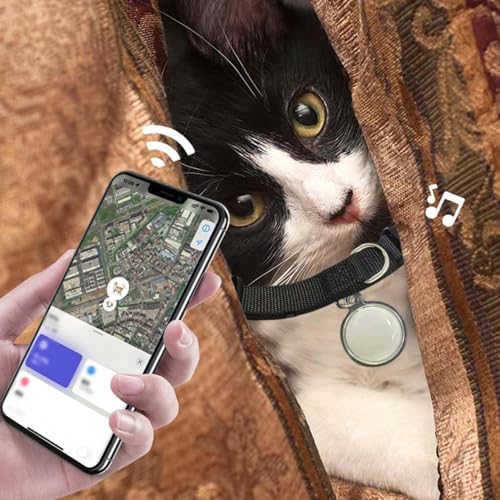 Mini Bell Cat Tracker, Mini Tracker for Pet iOS & Android, Waterproof Cat Collar with Finder Tag, Cats GPS Tracker Collar with Safety Elastic Buckle, Smart Pet Tracker Location (B-Android)