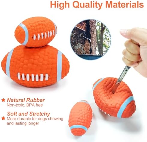 5.2” Squeaky Dog Toy Football, Rugby Shape Interactive Dog Balls for Medium and Large Dogs, Durable Dogs Balls for Chewing and Training (Large,1 Pcs)