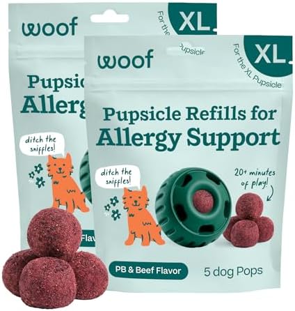 WOOF Pupsicle Refill Pops for Allergy Support for Dogs - Allergy Dog Treats for the Pupsicle Toy to Support Your Dog’s Natural Immune Defenses - Extra Large Pops - 5 Count - 2 Pack