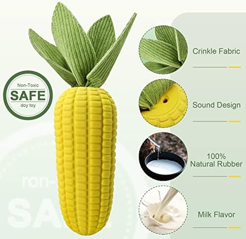 Dog Toys for Aggressive Chewers, Indestructible Tough Squeaky Corn Chew Toy for Large Medium Small Breed, Interactive Dog Toys to Keep Them Busy