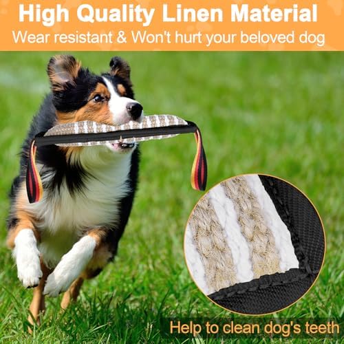 ToLanbbt Dog Tug Toy Dog Bite Jute Pillow Pull Toy with 2 Strong Handles Perfect for Tug of War, Puppy Interactive Play, Tear Resistant Bite Training Toys for Small Medium Large Dogs (Black Flag)