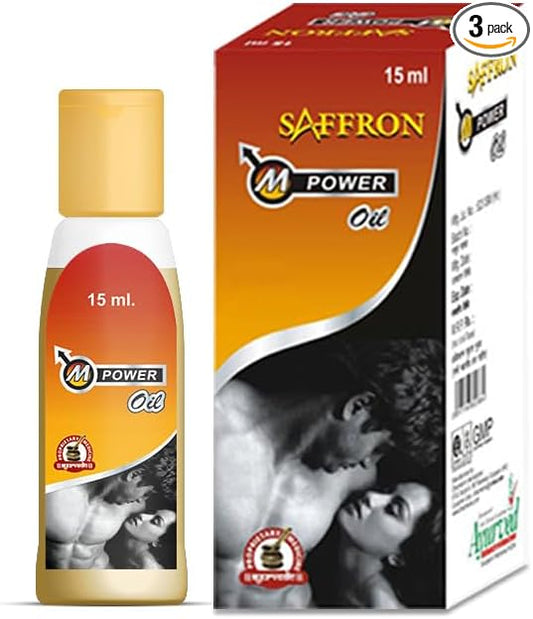 King Saffron M Power Oil, 3 Pack of 15 ml (45 ml Total), for Men | Massage Oil