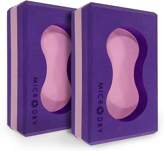 MicroDry Sure Grip Yoga Block Set of 2 - Purple/Pink