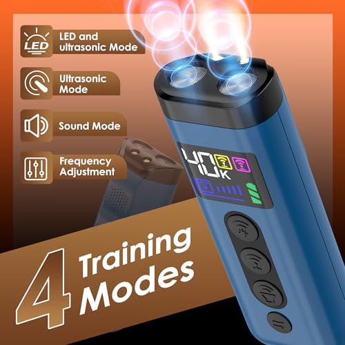 Dog Bark Deterrent Device – 65FT Range Anti Barking Device for Dogs, Stops Neighbor’s Dog Barking with 3 Ultrasonic Frequencies (25/30/40kHz) & 5 Sound Modes, for Indoor & Outdoor Training