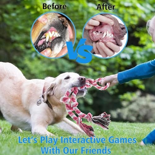 Rope Toy for Dogs，Large Dog Rope Toys for Aggressive Chewers, Heavy Duty Dog Toys for Large Medium Breed, Indestructible Tough Chew Toys Tug of War Dog Toy Cotton Rope for Teeth Cleaning