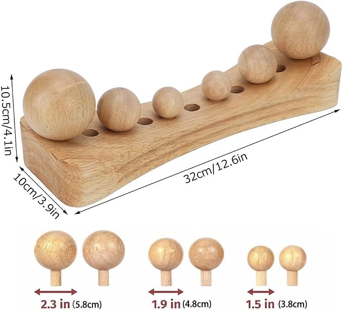 Psoas Muscle Release Tool Wooden Body Massage Tool Trigger Point Wood Massager with 6 Massage Heads for Occipital Cordus Back (A)