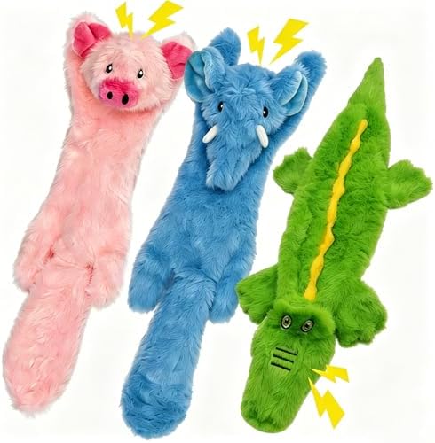 3 Pack Flat Crinkle Dog Toys for Small Medium Dogs