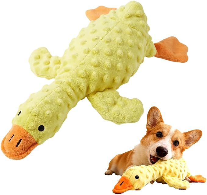 Indestructible Dog Toy for Aggressive Chewers, Durable Stuffed Squeaky Dog Toys for Small Medium Large Dogs, Interactive Chew Teething Puppy Toy for Indoor Outdoor Play (Light Yellow)