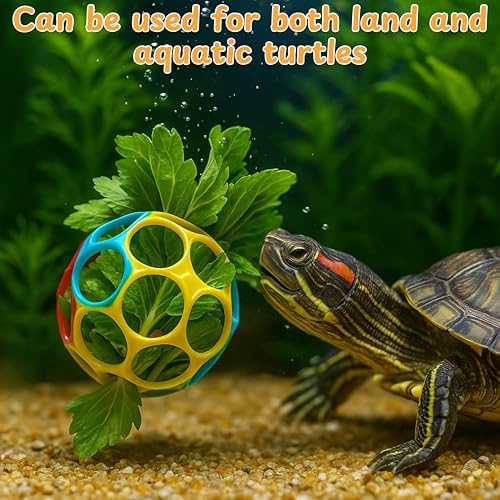 Aquatic Turtle Feeder Treat Ball Toys, Turtle Feeder Ball, Aquatic Tortoise Enrichment Toys, Aquarium Toy for Turtles, Aquarium Accessories, Tortoise Habitat Accessories (Yellow, 3.7'')