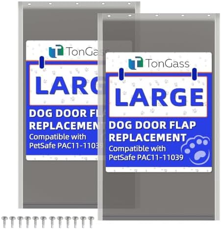 TonGass PAC11-11039 Large Dog Door Flap Replacement | 10 1/8"x16 7/8" Pet Door Replacement Flaps with Magnetic Closure for PetSafe Freedom Dog Door, Weather-Proof & Warp-Resistant