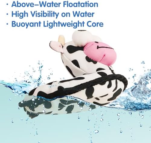 Floating Dog Squeaky Water Pool Toys Water Fetch Toys for Small Medium Dogs, Quick-Dry Waterproof, Machine Washable, Lake & Beach Interactive Summer Dog Toy Cow