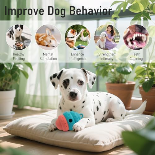 Dog Treat Toys for Medium Small Dogs, Silicone Dog Toy Treat Dispenser Slow Feeder Interactive Toys for Boredom, Enrichment Pet Toys Dispensing -Keep Them Busy- Outdoor with Buckle 1 Pack Orange