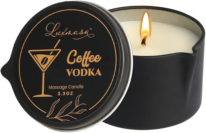 Vegan Home SPA Scented Aromatherapy Massage Candle for Skin Moisturizing,Soybean Wax Massage Body Oil for Foot Treatment, Romantic Gift for Friend Coffee Vodka Scent 2.35 OZ | Scented, Skin Moisturizing, Soybean Wax, Massage Body Oil, Foot Treatment