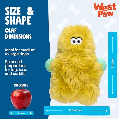 WEST PAW Rowdies Olaf Durable Plush Dog Toy with Reinforced HardyTex Fabric Hand Sewn Seams and Engaging Squeaker for Chewers and Cuddlers - Citrus