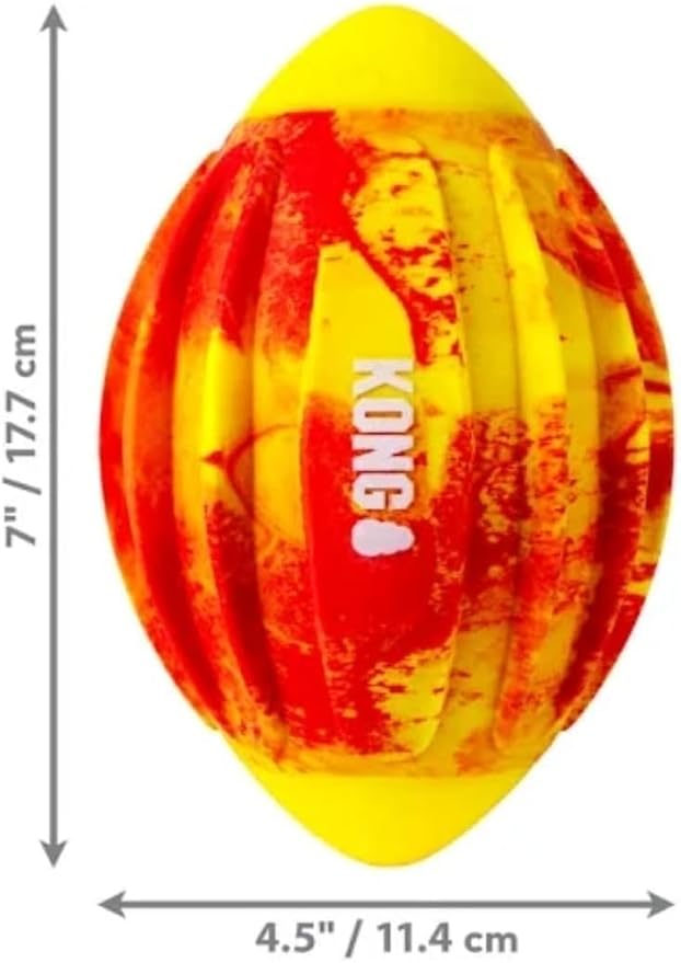 KONG Sport FlexBall – Durable, Bouncy Fetch Toy with Squeaker & Easy-Grip Ridges for Dogs (Medium (Football))