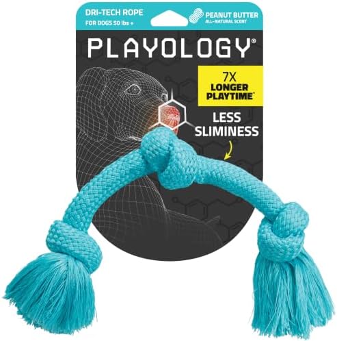 Playology Tug Rope Dog Toys for Large Dogs - Jumbo, Peanut Butter Scent