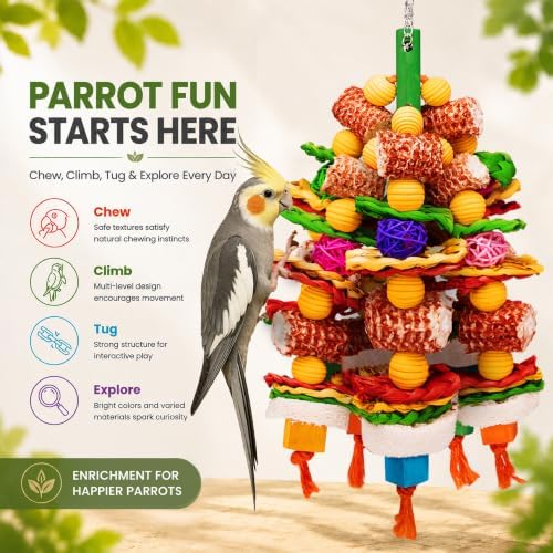 Bird Toys Natural Corn Cob Loofah Chew Toys for Small Medium Parrots