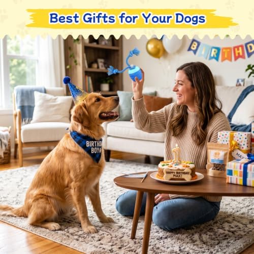 Interactive Dog Toys, Automatic Rolling Dogs Toy with Rope for Medium/Large Dogs, Touch Activated Moving Dog Ball for Boredom(Blue)