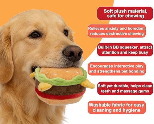 Plush Dog Toy Food Shaped Stuffed Pet Toys Puppy with Squeaker Crinkle Funny Cute Interactive Gift Relieve Anxiety Aggressive Play [1pc] Chips