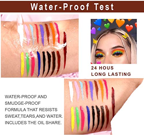 BONNIE CHOICE 14 Colors Liquid Color Eyeliner, Halloween Waterproof Matte Colored Eyeliners Smudge-proof Fluorescent Colorful Eyeline Face Body Paint Cosplay Valentine's Day Gifts for Women