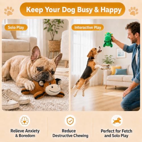 Drmstow 3-Pack Squeaky Plush Dog Toys for Small and Medium Dogs