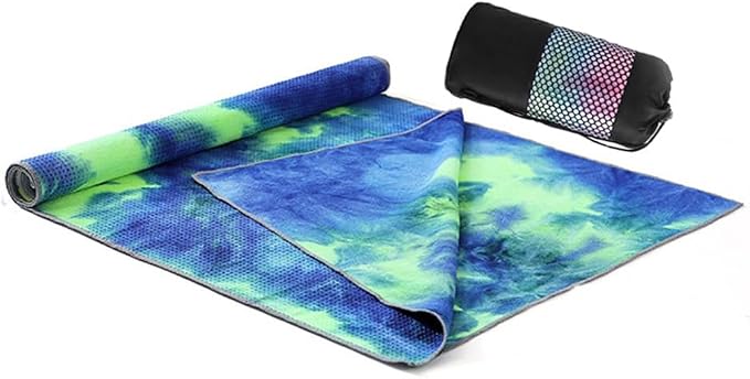 Yoga Towel for Yoga Mat, Non Slip Mat Cover for Hot Yoga, Washable Microfiber Light Weight (Blue-Green)