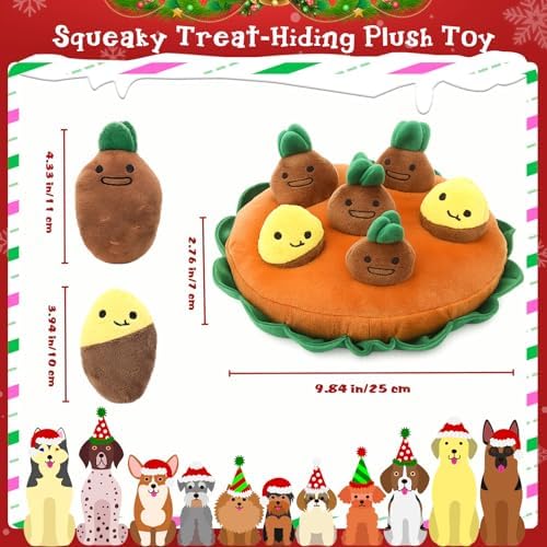 Skylety 7 Pcs Interactive Dog Toys Set, Snuffle Mat for Dogs, Treat Hiding Puzzle and Squeaky Plush, Sweet Potato Dog Toys for Small Medium Dogs, Training and Boredom Relief Plaything