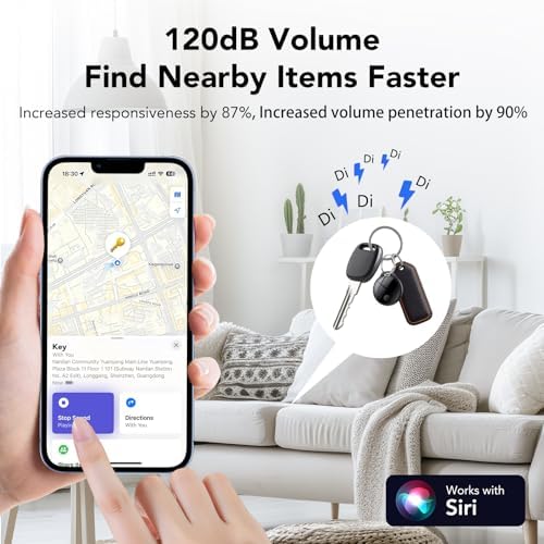 Air Tracker Tags-4 Pack: Smart Bluetooth Tracker, Compatible with Apple Find My APP (iOS Only) Replaceable Battery, IP67 Waterproof, Suitable for Luggage, Wallets, Backpacks, Keys Tracking Tag, Black