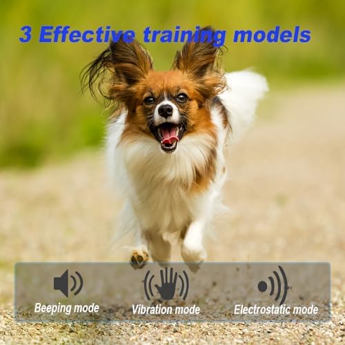 PWireless Dog Training Collar Innovative IP67 Waterproof Stop Barking Device with 3 Training Modes and 2 Channels Rechargeable Remote Control Dog Shock Collar for All Breeds, Black