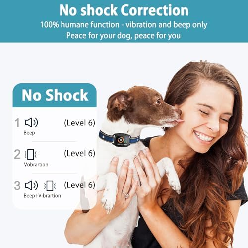 Bark Collar for Small Dogs,No Shock Anti Bark Collar with 3 Adjustable Modes Beep&Vibration,Barking Collar with 6 Adjustable Sensitivity Rechargeable Smart Training Collar (Blue)