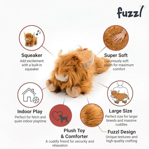 Fuzzl Super Soft Dog Toy Harry Highland Cow Large